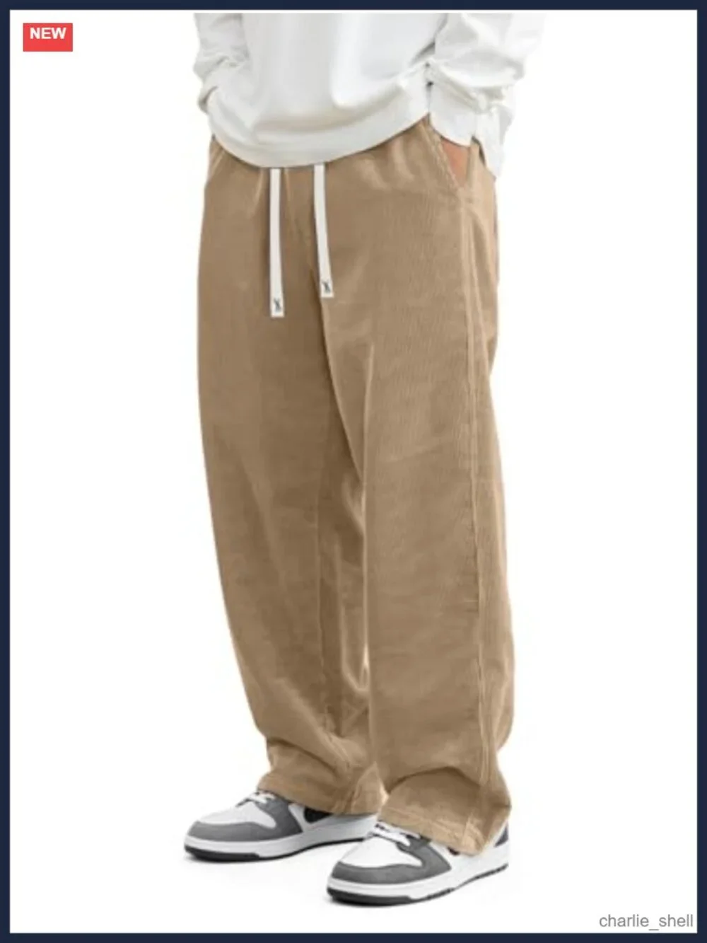 Men's Corduroy Wide Leg Baggy Sweatpants Drawstring